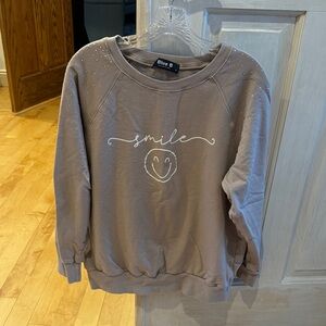 Blue B Women's Gray Sweatshirt with Smile Design